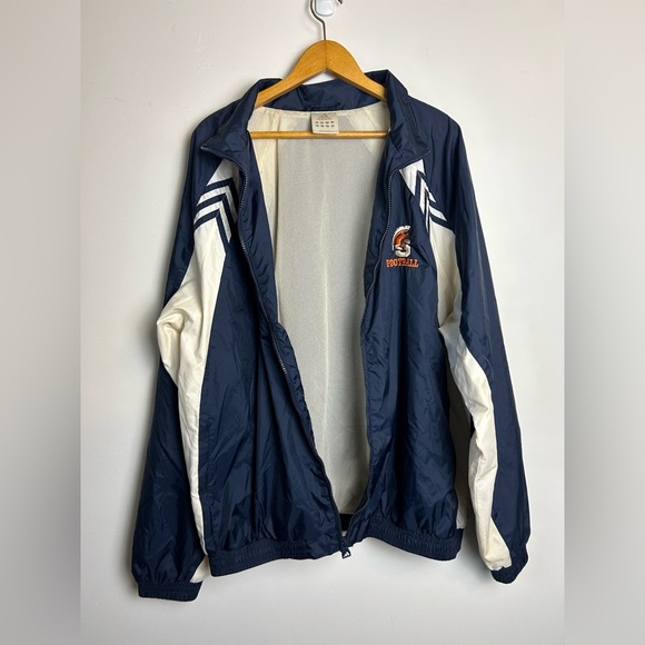 VTG Adidas Navy-White Windbreaker Football Trojans Varsity College Jacket Xl - Picture 6 of 16